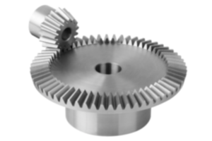 Koniska kugghjul i stål, utväxling 1:4 fräst kuggning, rak kugg, ingreppsvinkel 20°