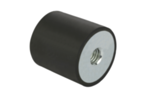 Rubber buffers steel or stainless steel, type C cylindrical with internal thread both sides