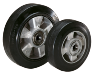 Wheels - rubber tyres on die-cast aluminium rims